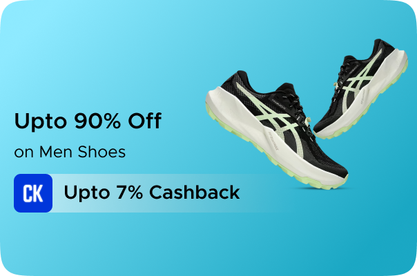 Ajio: Upto 90% Off on Men Shoes + Upto 7%  CashKaro Cashback